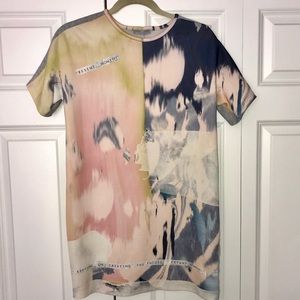 Zara blush/navy print soft dress